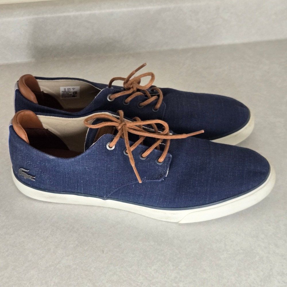 Lacoste Esparre Blue‎ Denim Canvas Casual Sneakers Shoes Mens Size 11